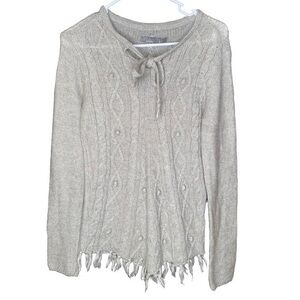 Prana knitted wool blend soft tie neck sheer lightweight sweater size small